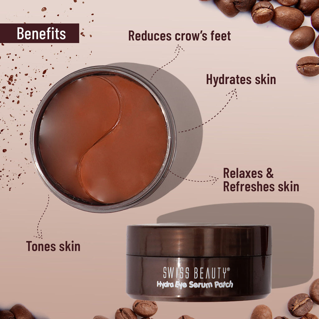 Swiss Beauty Hydra Eye Serum Patches For Dark Circles And Puffiness , Hydrate Skin - Coffee | Grocsy