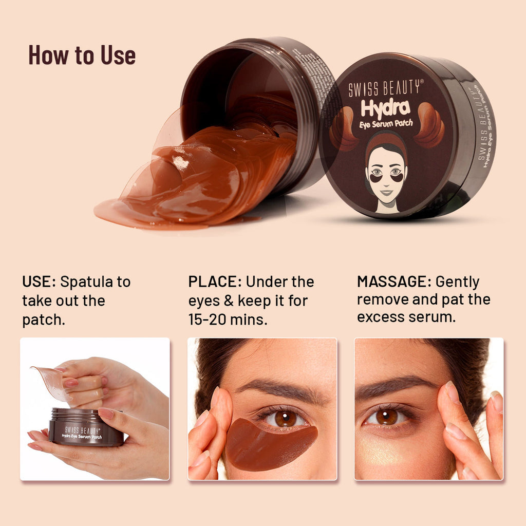 Swiss Beauty Hydra Eye Serum Patches For Dark Circles And Puffiness , Hydrate Skin - Coffee | Grocsy