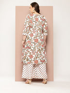 Sztori Plus Size Floral Printed Regular Gotta Patti Kurta with Palazzos | Grocsy