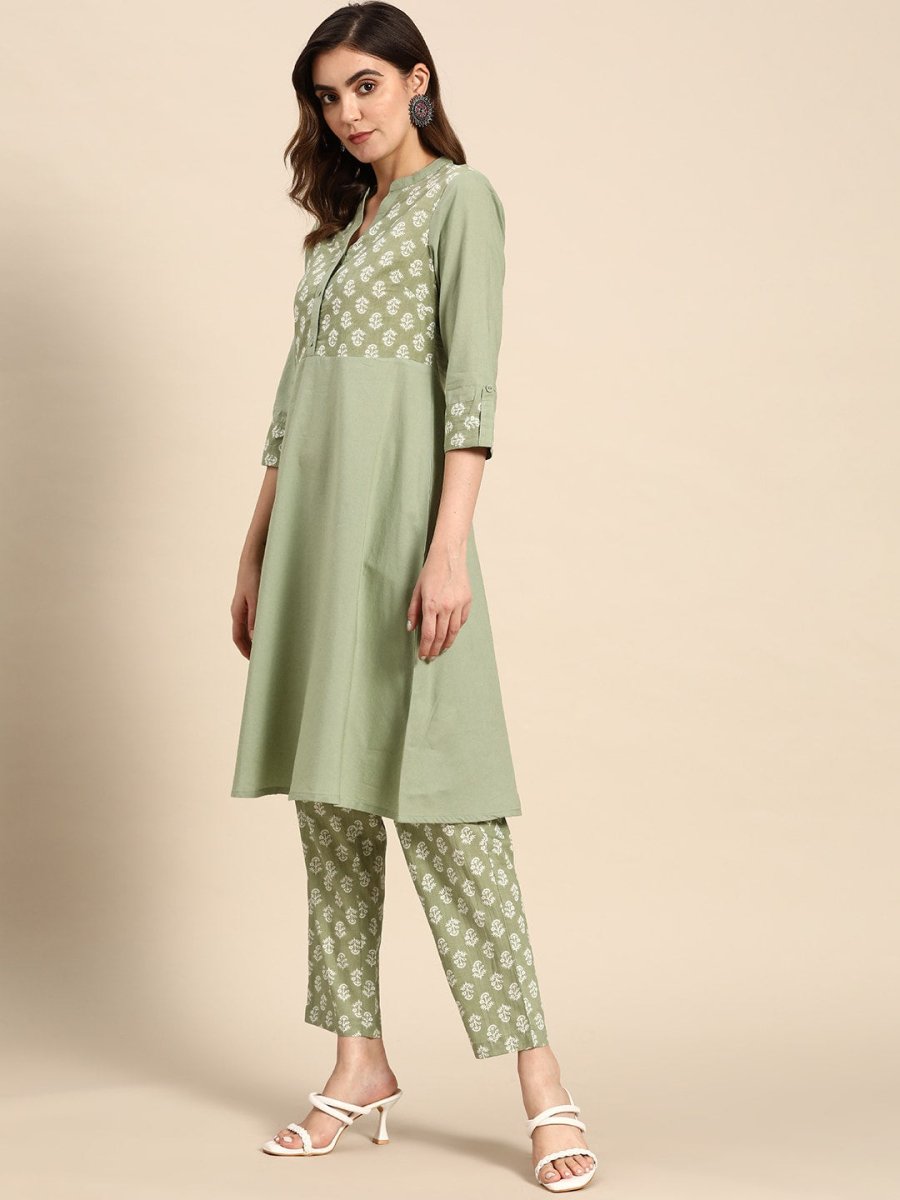 All About You Women Pure Cotton Ethnic Motifs Printed Kurta with Trousers | Grocsy