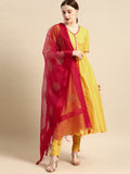 All About You Women Yellow & Red Gotta Patti Kurta with Trousers & With Dupatta | Grocsy