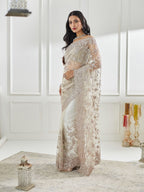 kasee Floral Embellished Beads and Stones Net Saree | Grocsy
