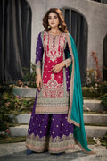 Partywear Designer Pink Chinon Fabric suit - Shagun | Grocsy