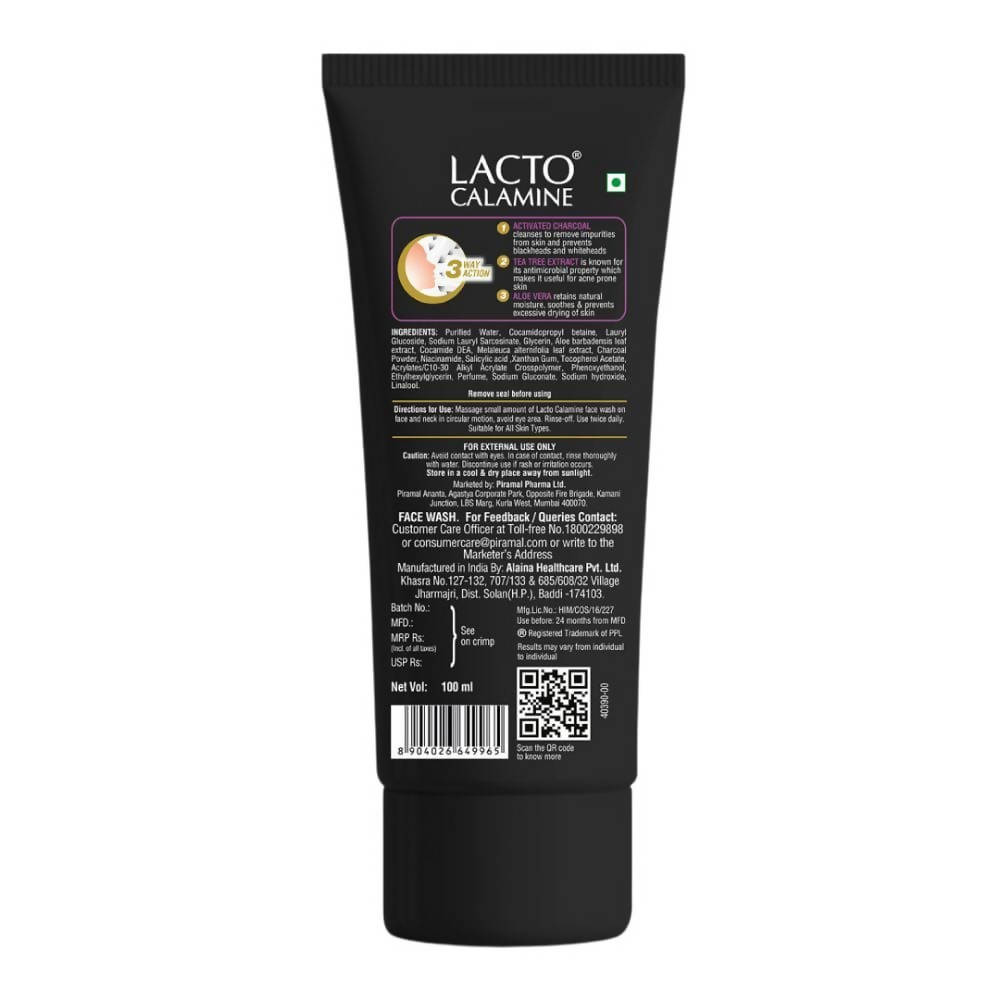 Lacto Calamine Activated Charcoal Face Wash | Grocsy