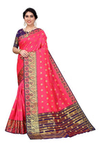 Vamika Cotton Rich Silk With Jacquard Weaving Pink Saree | Grocsy