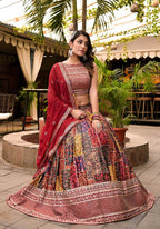 Women's Wedding Traditional Multi Dull Satin Lehenga Choli - Kaushlya | Grocsy