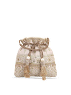 Masq Women Beige & Gold-Toned Embellished Potli