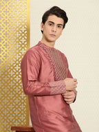 House of Pataudi Men Yoke Design Angrakha Jashn Kurta | Grocsy