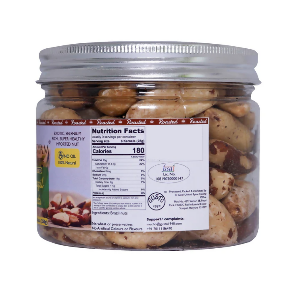 Tassyam Organics Roasted Brazil Nuts Jar | Grocsy
