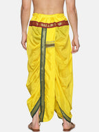 Sethukrishna Men Yellow & Green Solid Readymade Dhoti Pant | Grocsy