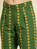 All About You Women Mustard Yellow Ethnic Motifs Printed Kurta with Green Printed Trousers | Grocsy