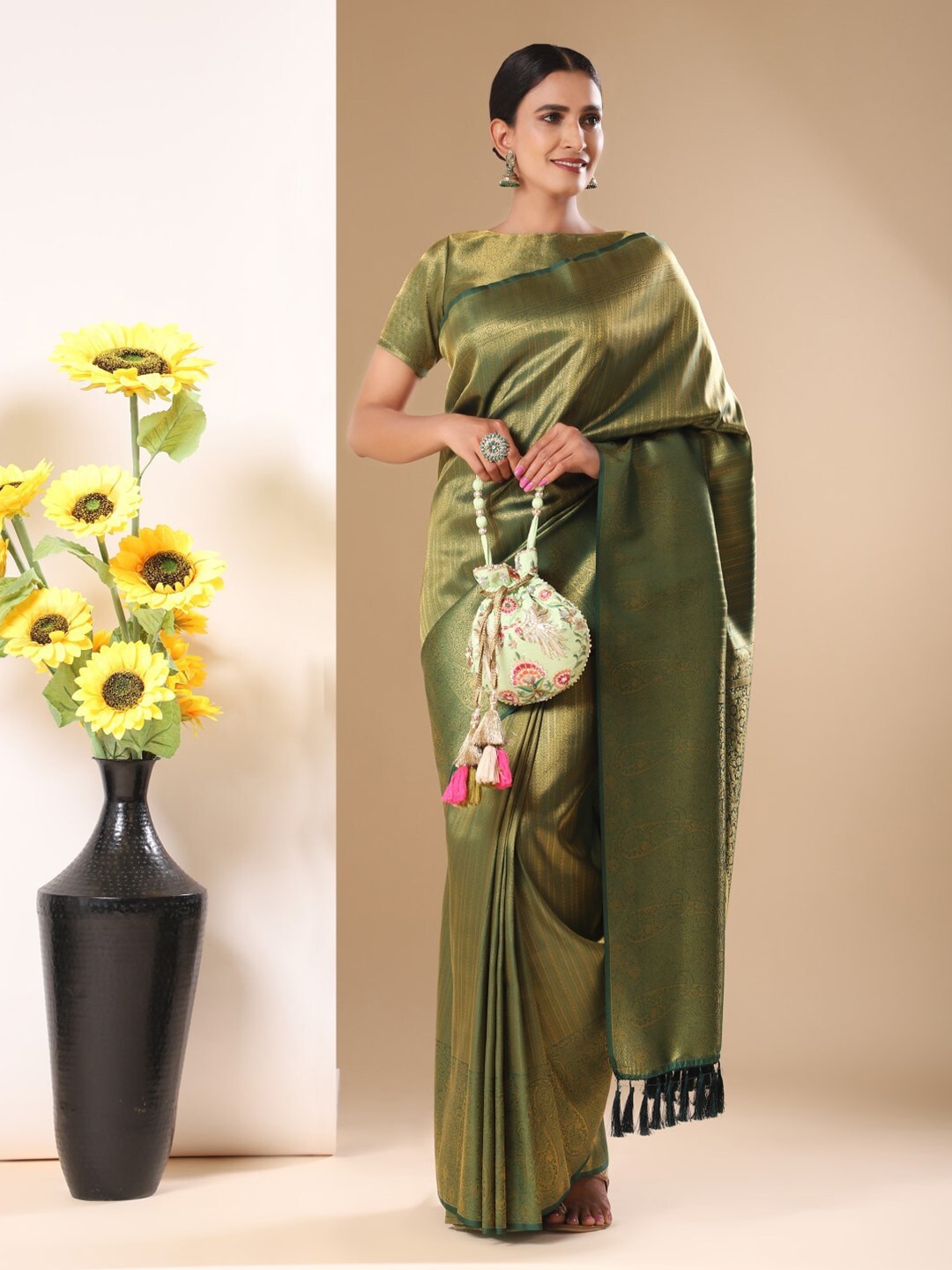 Masq Green & Red Embroidered Potli Clutch | Grocsy