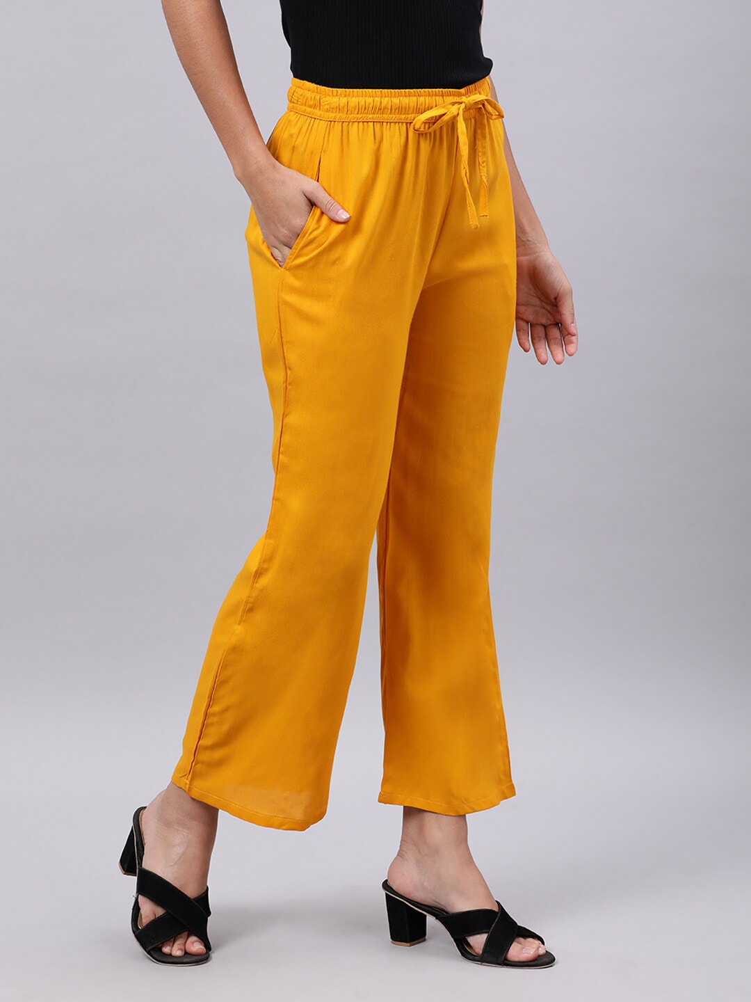 Souchii Yellow Liva Ethnic Palazzos | Grocsy
