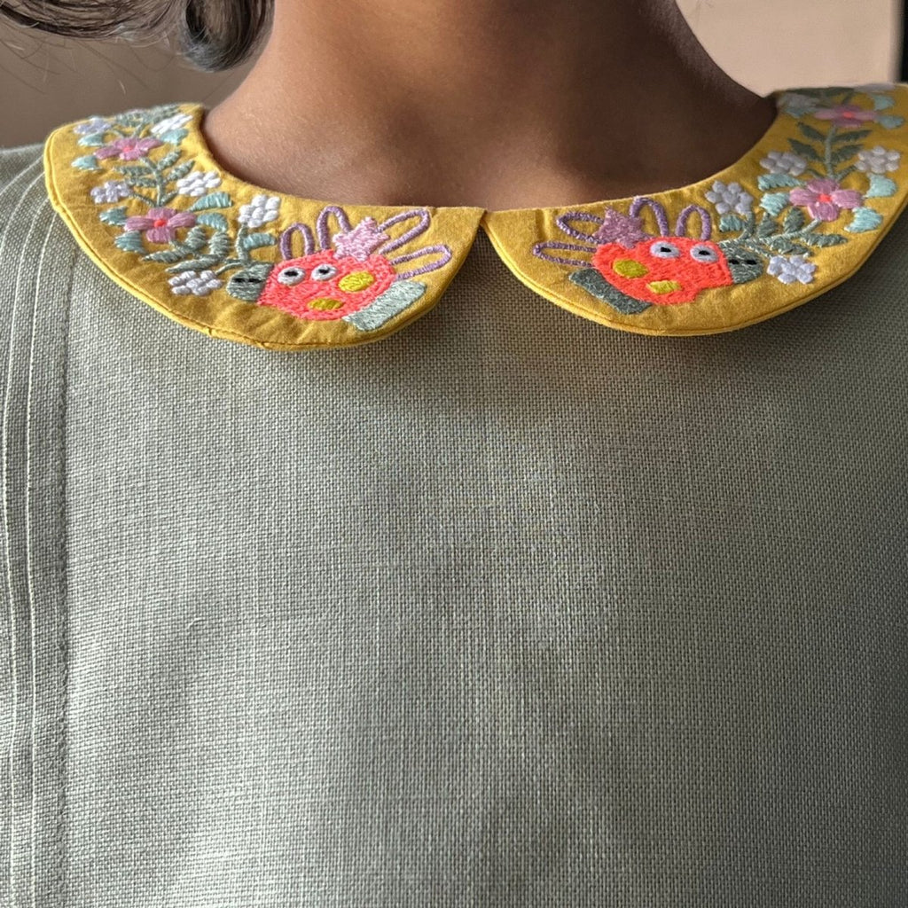 ArthLife Green & Yellow Pepa Collared Dress | Grocsy