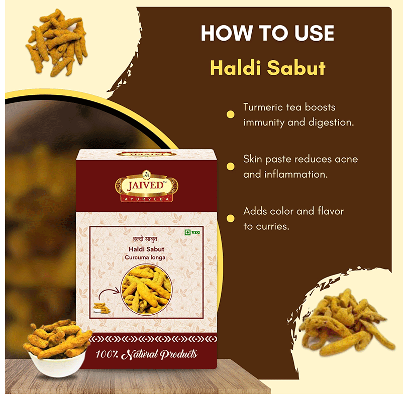 Jaived Ayurveda Haldi Sabut | Grocsy