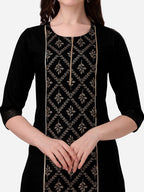 HERE&NOW Women Black Floral Printed Floral Kurta | Grocsy