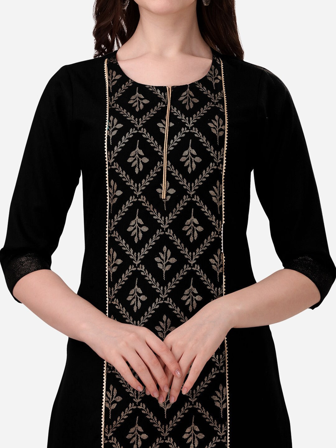 HERE&NOW Women Black Floral Printed Floral Kurta | Grocsy