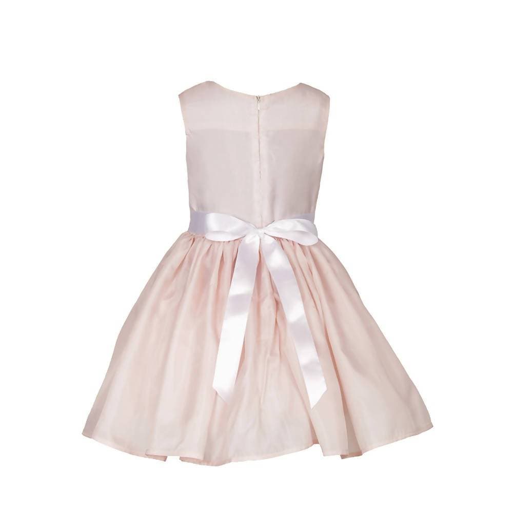 Asmaani Baby Girl's Peach Color Satin Knee Length Frock (AS-DRESS-22007) | Grocsy
