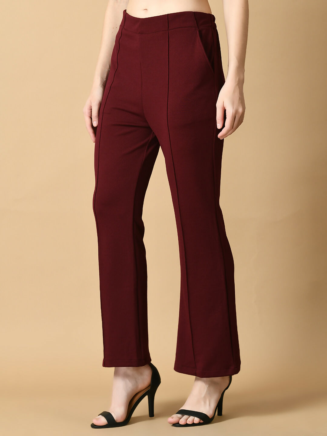 Myshka Women's Magenta Flared Party Trouser | Grocsy