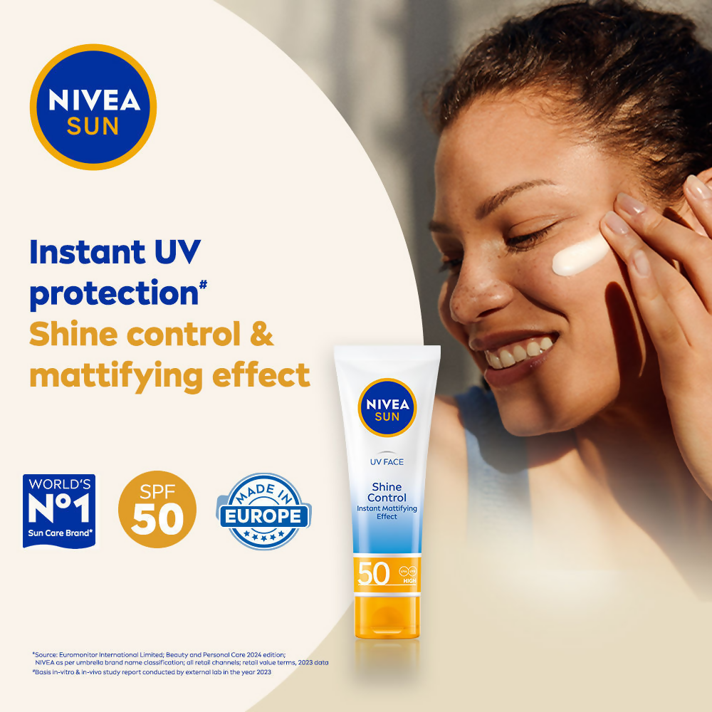 Nivea Sun Shine Control SPF 50 Sunscreen Ultra Matte, No White Cast, Instant UV Protection | Grocsy