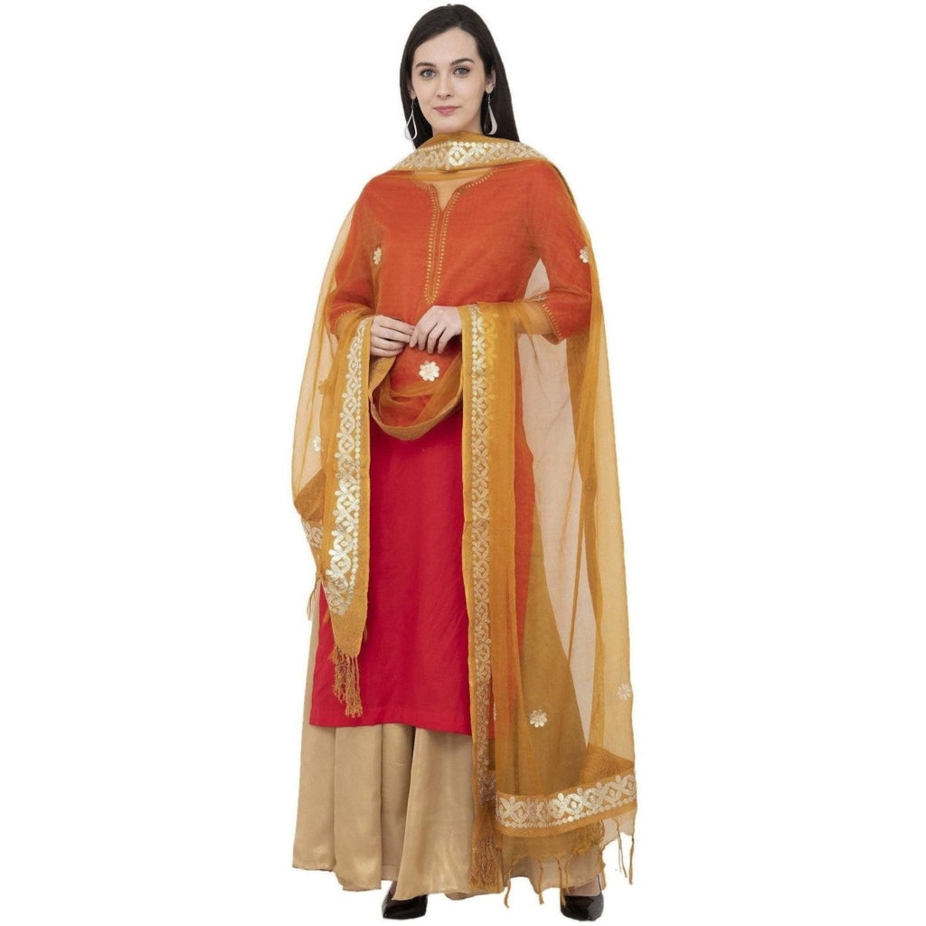A R Silk Orgenza Gota Patti Fancy Dupatta Color Musturd Dupatta or Chunni | Grocsy