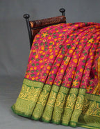 Vibrant Shades Of Pink Kalamkaari Design Semi Chanderi Saree With Contrast Blouse By Gayathri Reddy Designer Studio | Grocsy