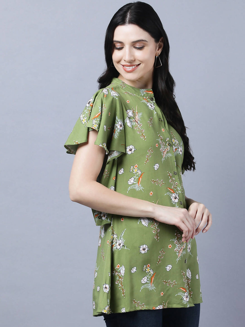 Myshka Stylish Green Viscose Short Sleeve Women's Top | Grocsy