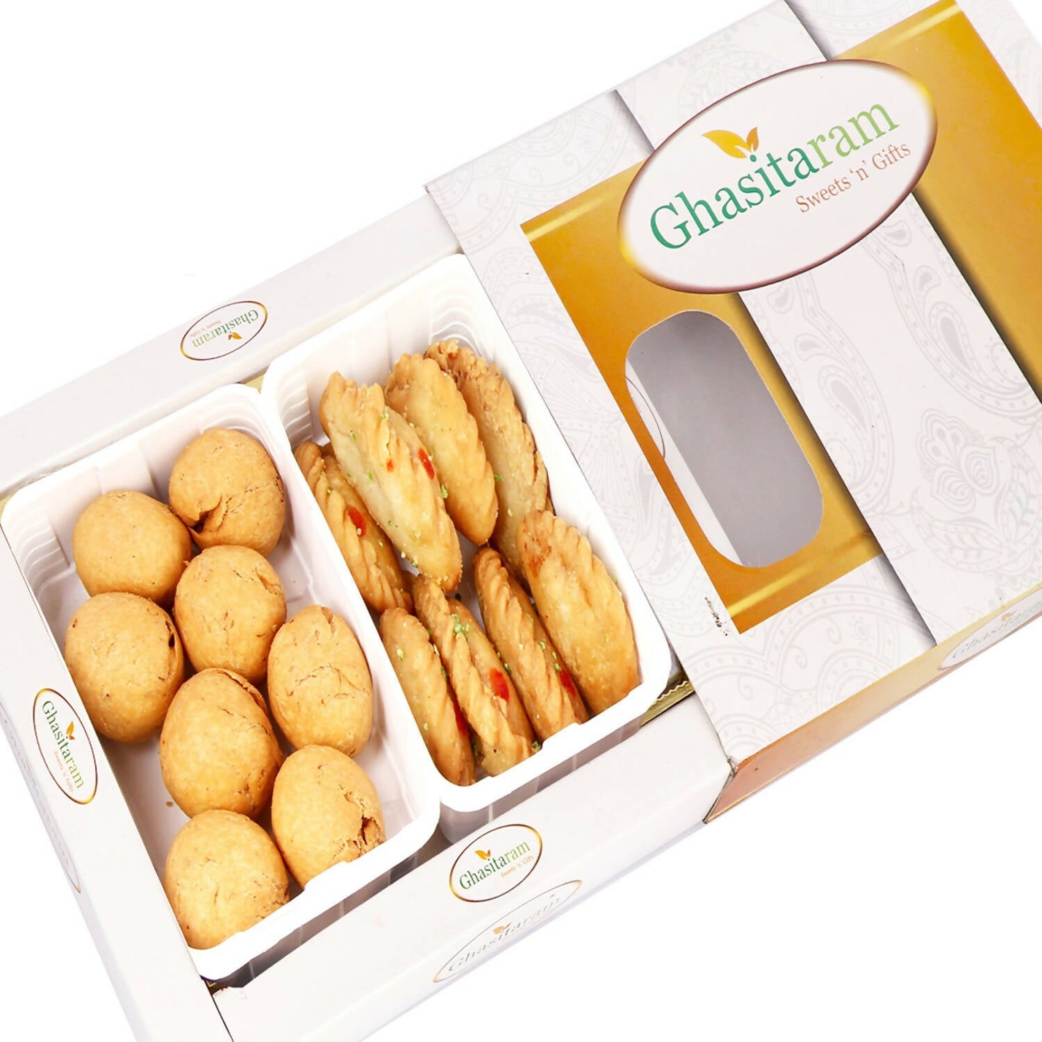 Ghasitaram Holi Gifts: Gujiya and Farsaan Kachori Hamper | Grocsy