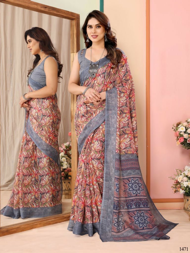 Partywear Designer Grey Kota Doriya Fancy Saree - Dyuti | Grocsy