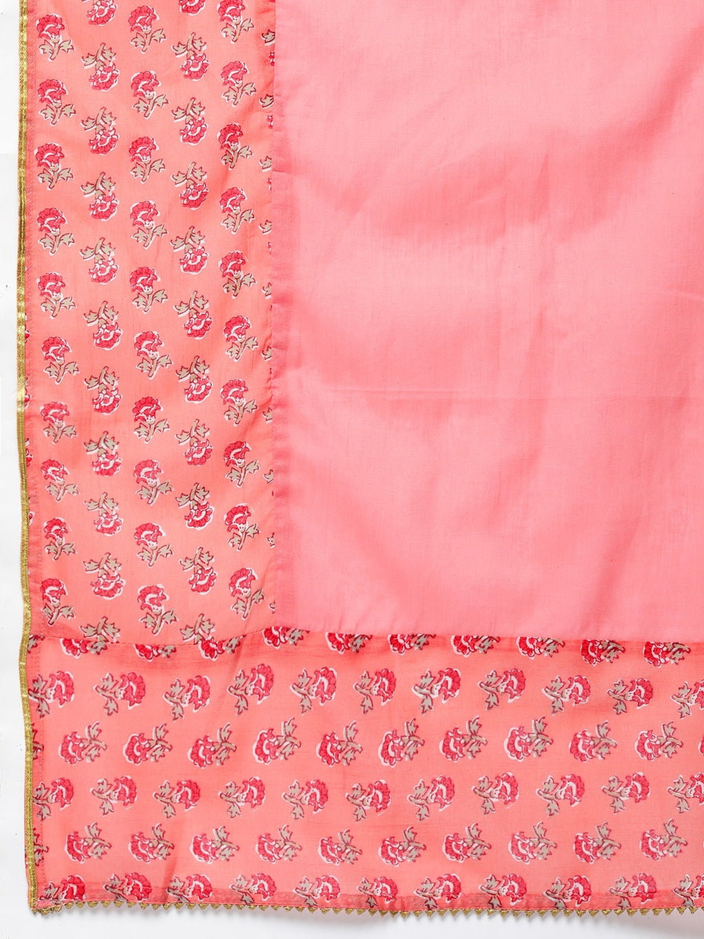 HERE&NOW Women Pink Floral Printed Pure Cotton Kurta with Trousers & With Dupatta | Grocsy