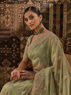 kasee Floral Zardozi Supernet Designer Saree | Grocsy