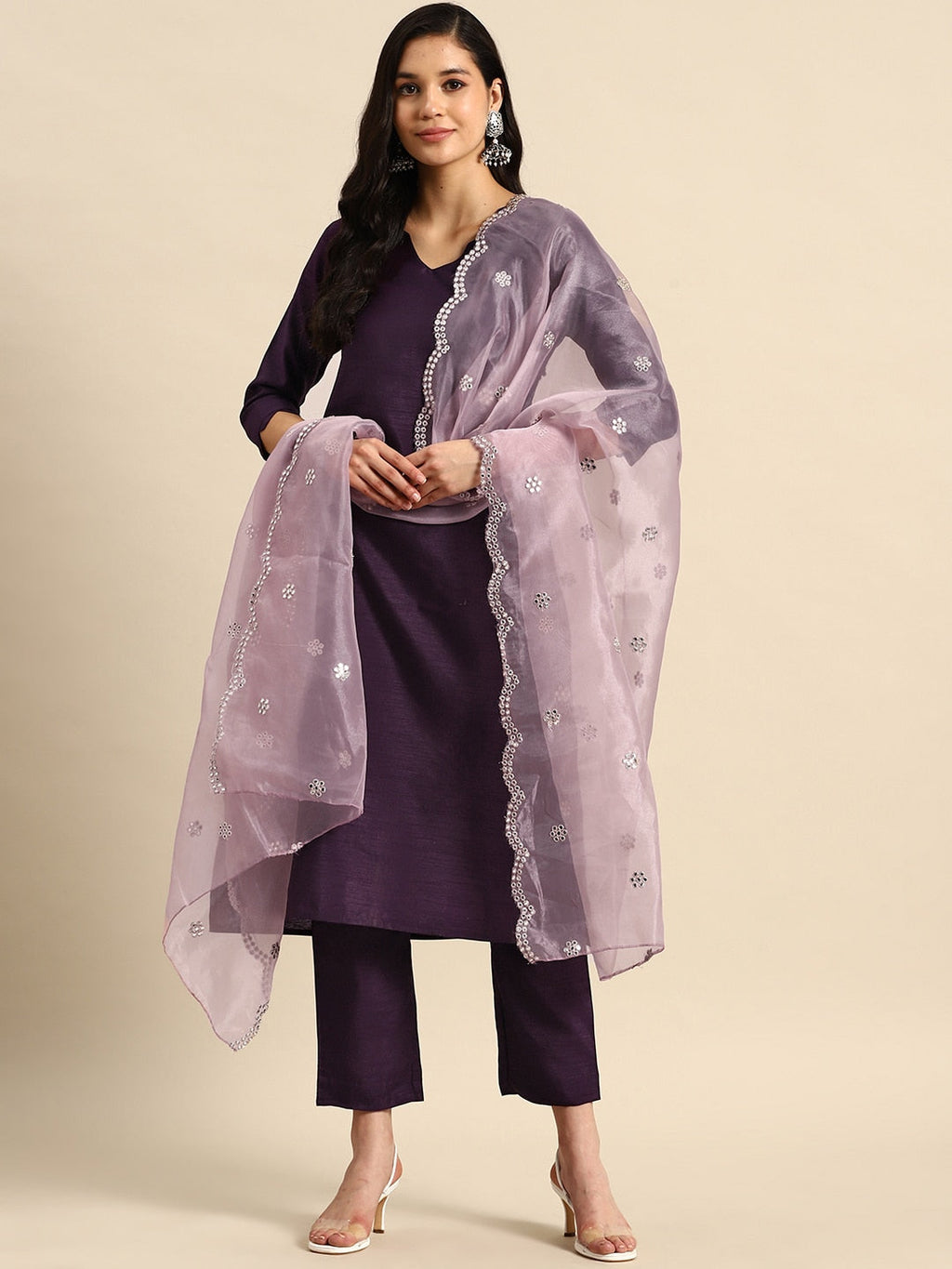 Sangria Regular Kurta with Trousers & Dupatta | Grocsy