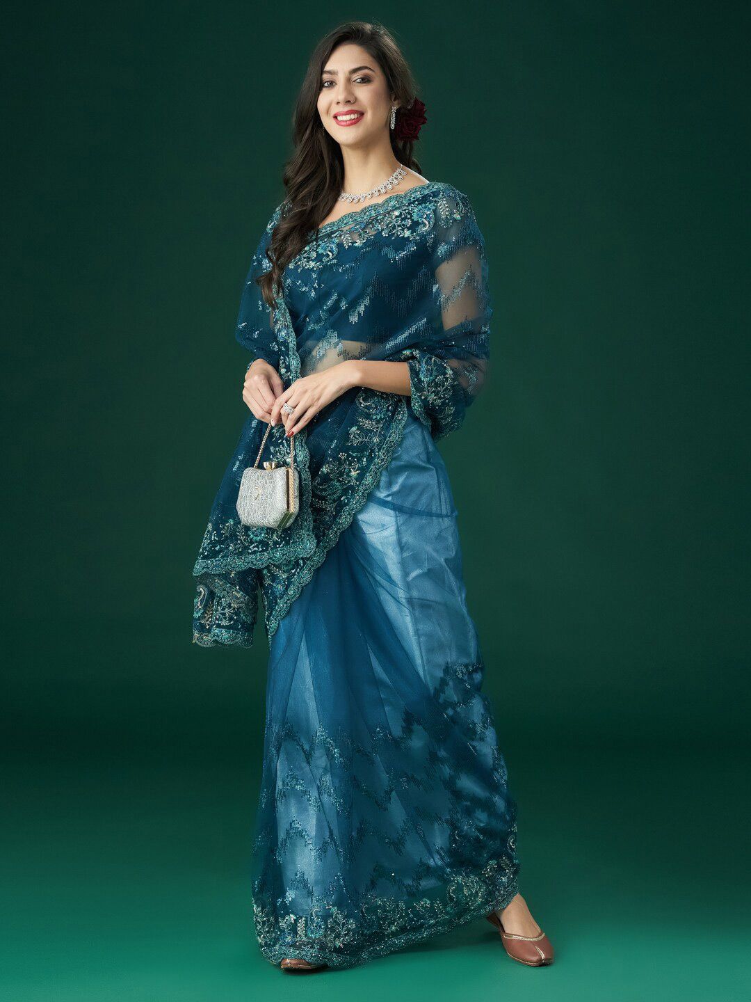 kasee Embellished Zari Sequinned Saree | Grocsy