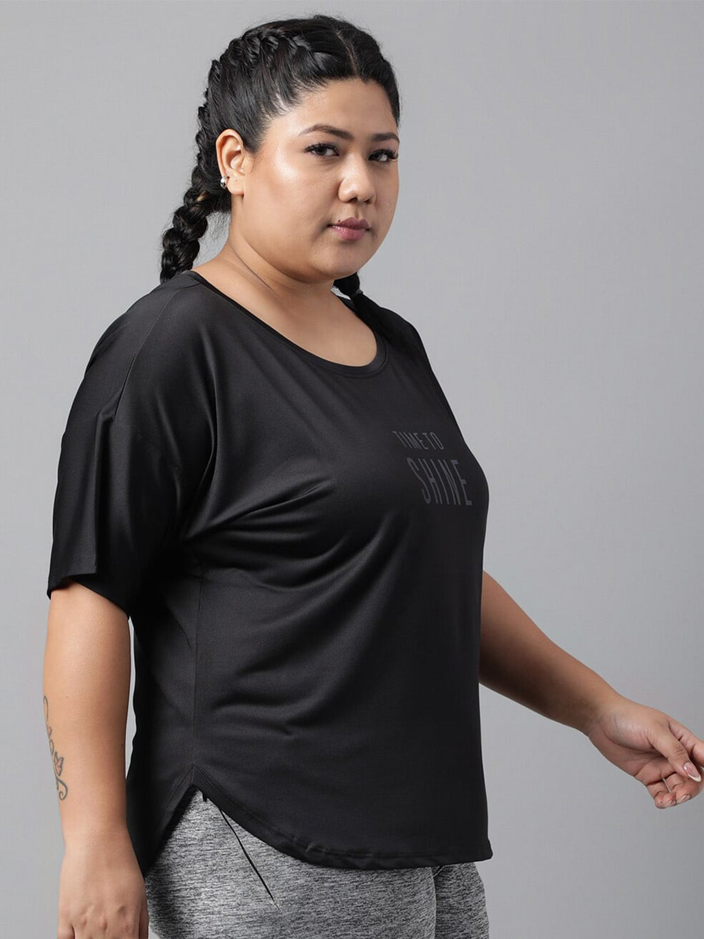 MKH Plus Size Typography Printed Dri-FIT Sports T-Shirt | Grocsy