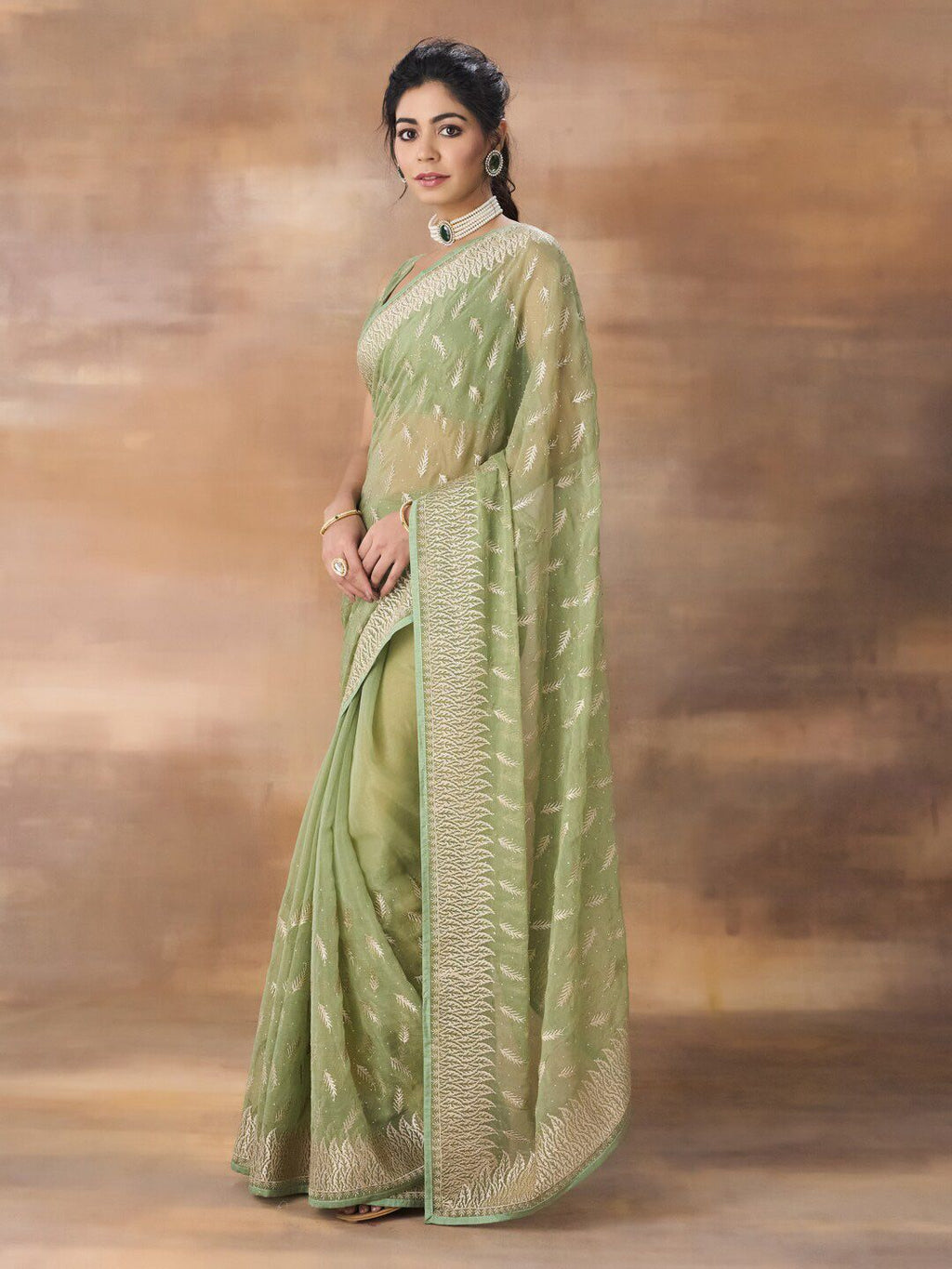 kasee Floral Embroidered Art Silk Saree | Grocsy