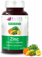 Bliss Welness Immune Health Zinc Vitamin C + Moringa Veg Tablet | Grocsy