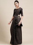 Saree Mall Black & Grey Floral Printed Art Silk Bhagalpuri Sarees | Grocsy
