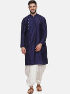 Sethukrishna Men Navy Blue Angrakha Kurta with Dhoti Pants | Grocsy