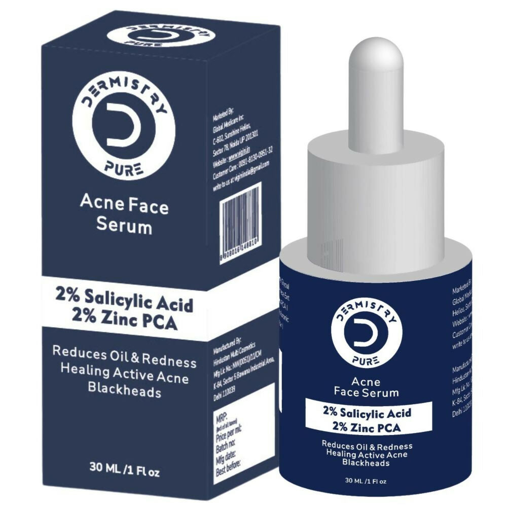 Dermistry Pure 2% Salicylic Acid 2% Zinc Face Serum For Oily Acne Prone Skin Black & Whitehead Scars | Grocsy