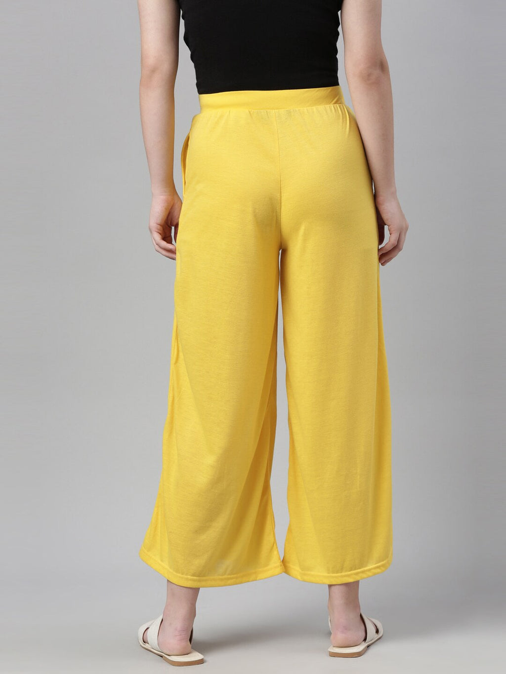 Souchii Yellow Knitted Ethnic Palazzos | Grocsy