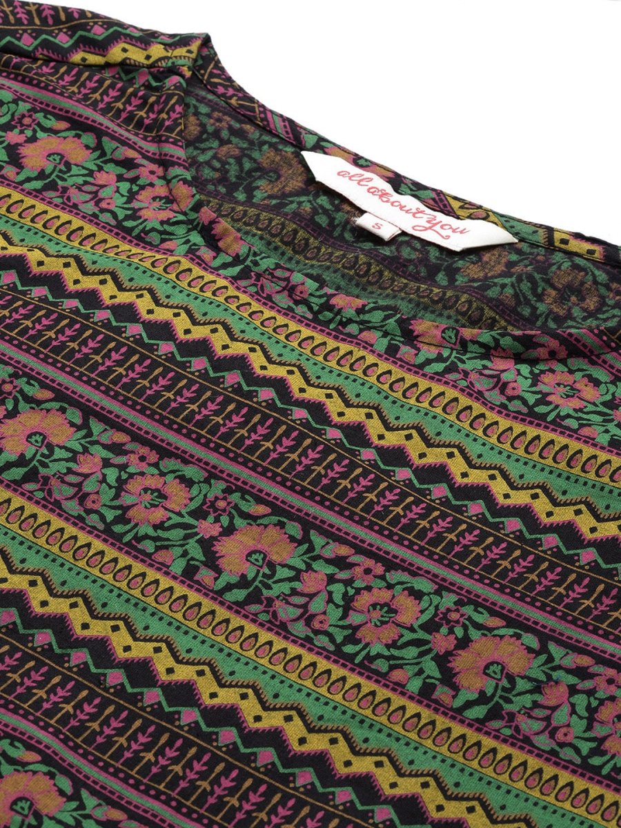 All About You Women Ethnic Motifs Printed Pure Cotton Kurta with Trousers | Grocsy