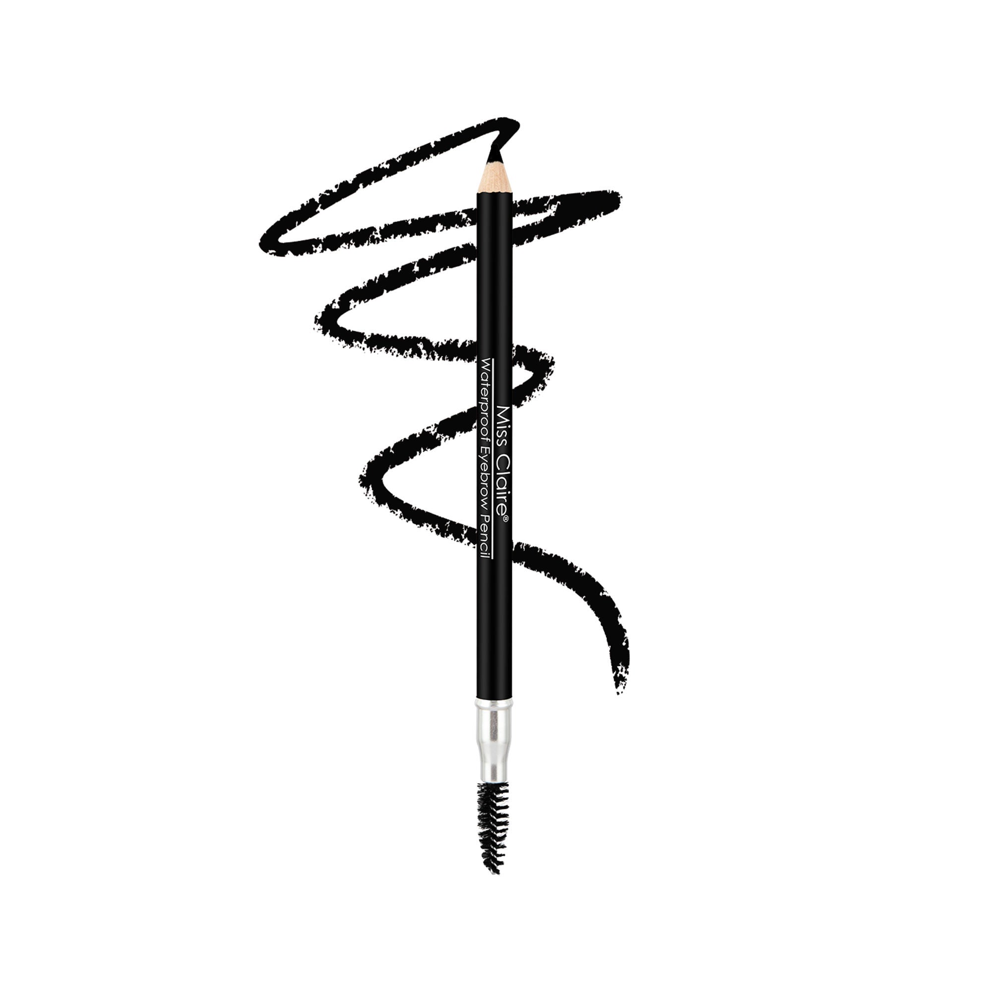 Miss Claire Waterproof Eyebrow Pencil With Mascara Brush - 01 Black | Grocsy