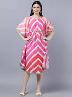 Myshka Women's Multicoloured Striped Kaftan Dress | Grocsy