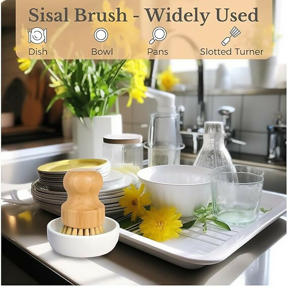 Not Available Bamboo Dish Scrub Brush for Kitchen | Grocsy
