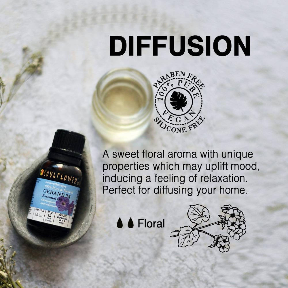 Soulflower Aromatherapy Pure & Natural Geranium Essential Oil | Grocsy