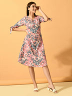 Myshka Women's Pink A-Line Party Dress | Grocsy