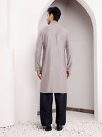 Grey Viscose Designer Chikankari Embroidery Work Men's Kurta - Mahotsav | Grocsy