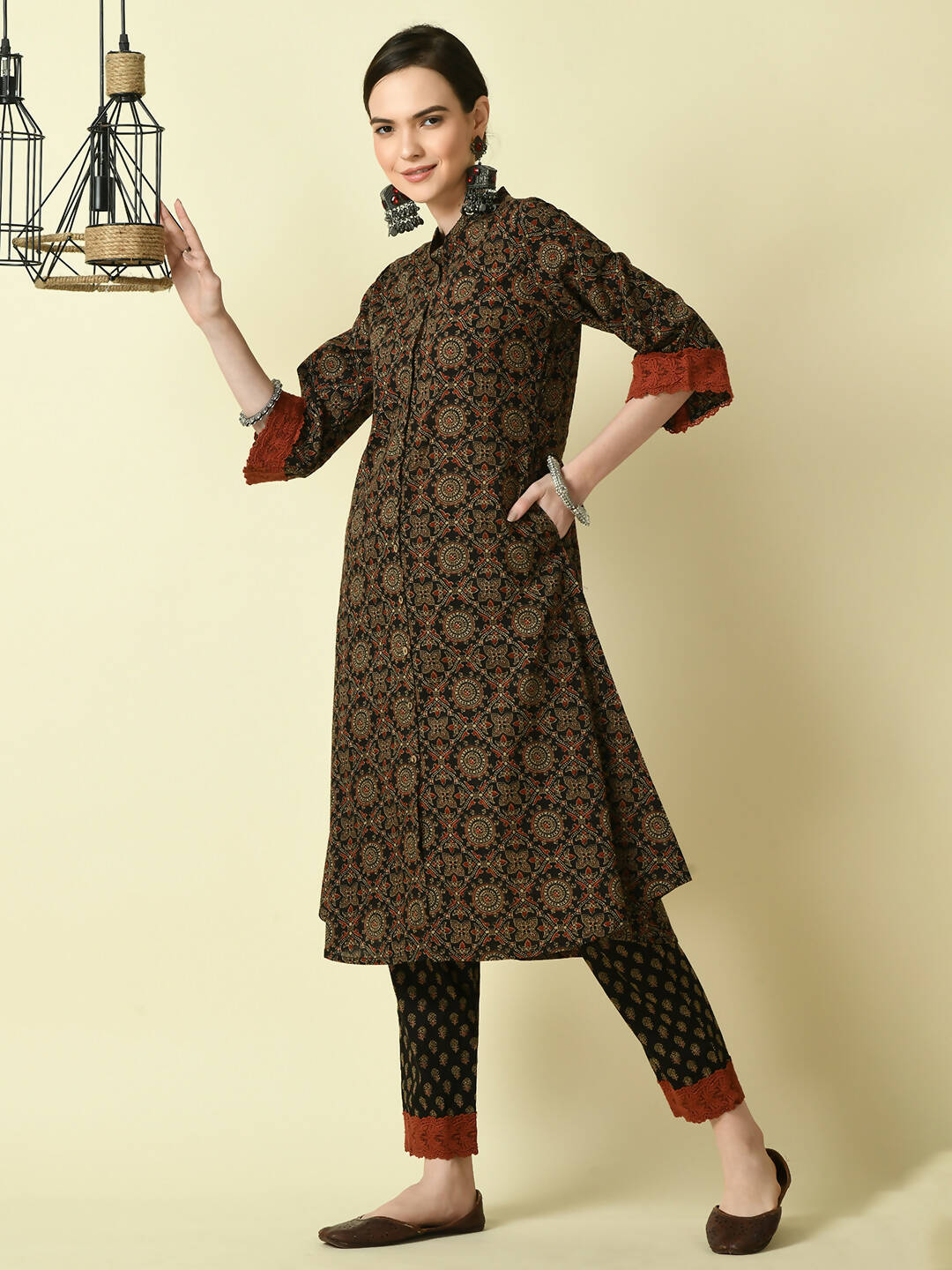 Myshka Women's Multi A-Line Kurta & Trousers | Grocsy