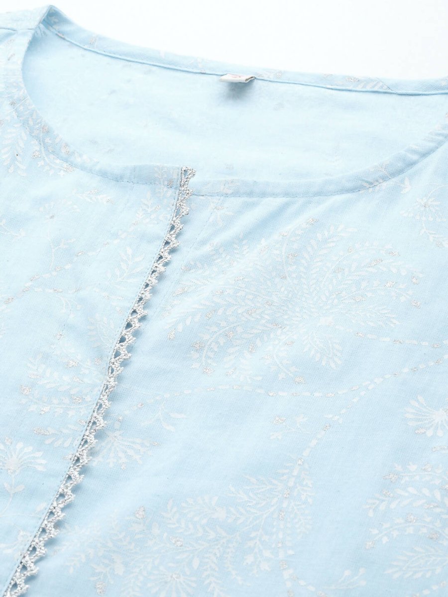 Ahalyaa Women's Traditional Wea Kurta Set - Aqua | Grocsy