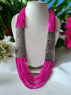 Inhanns Saree Shobha Statement Necklace - Pink Necklace | Grocsy